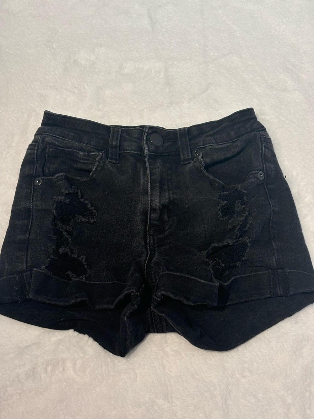 Black Distressed Women's Denim Shorts